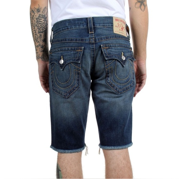True Religion Men’s Ricky Straight Cut Off Shorts Size 31 Denim Skater Grunge - Picture 3 of 12